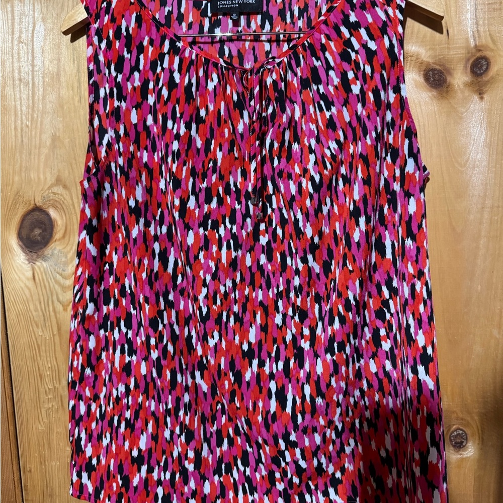 Jones New York Vibrant Red and Pink Blouse